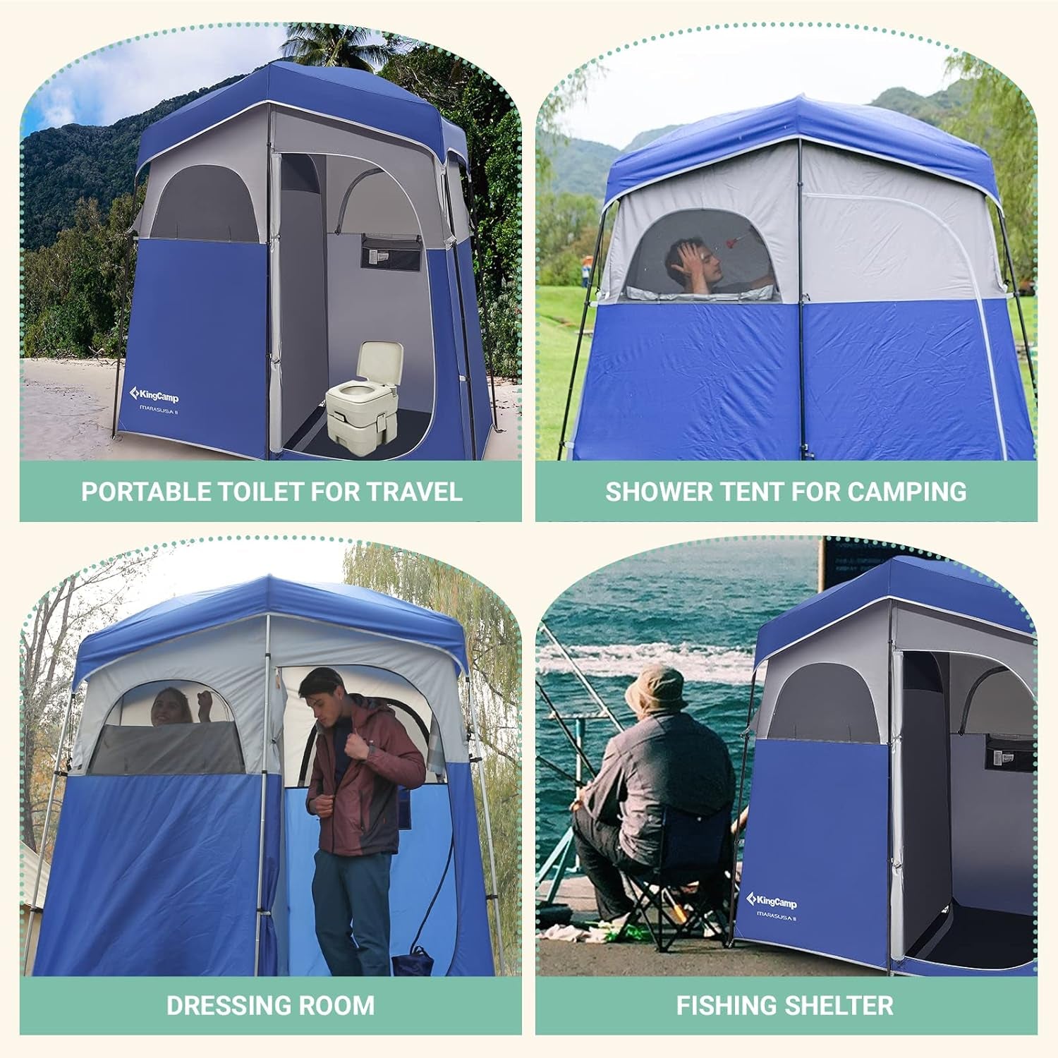Shower Tent, Large Portable 1/2 Room Dressing, Toilet and Changing Tents with Shower Bag & Floor for Camping & Travel
