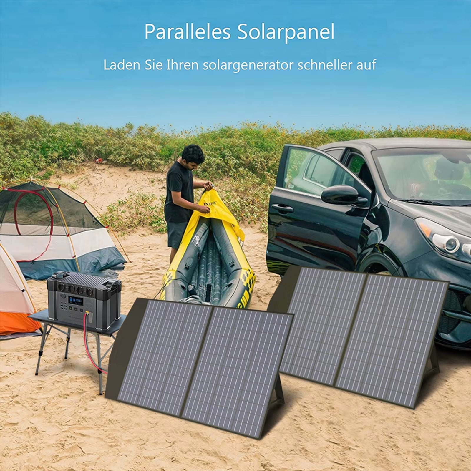 S2000 Solar Generator 1500Wh / 2000W with 400W Portable Solar Panel, Portable Power Station for Home Backup Outdoors