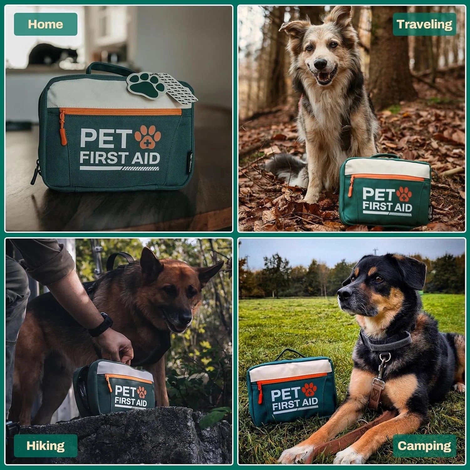 Pet First Aid Kit, Emergency Medical Supplies for Dogs & Cats, Safety Essentials Pack with Thermometer, Disposable Booties for Home, Hiking, Traveling & Camping