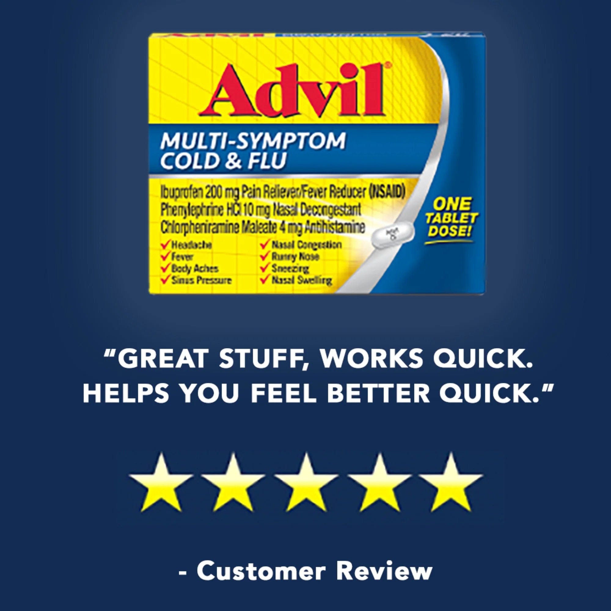 Multi-Symptom Cold & Flu, Pain & Fever Reducer (10 Ct)