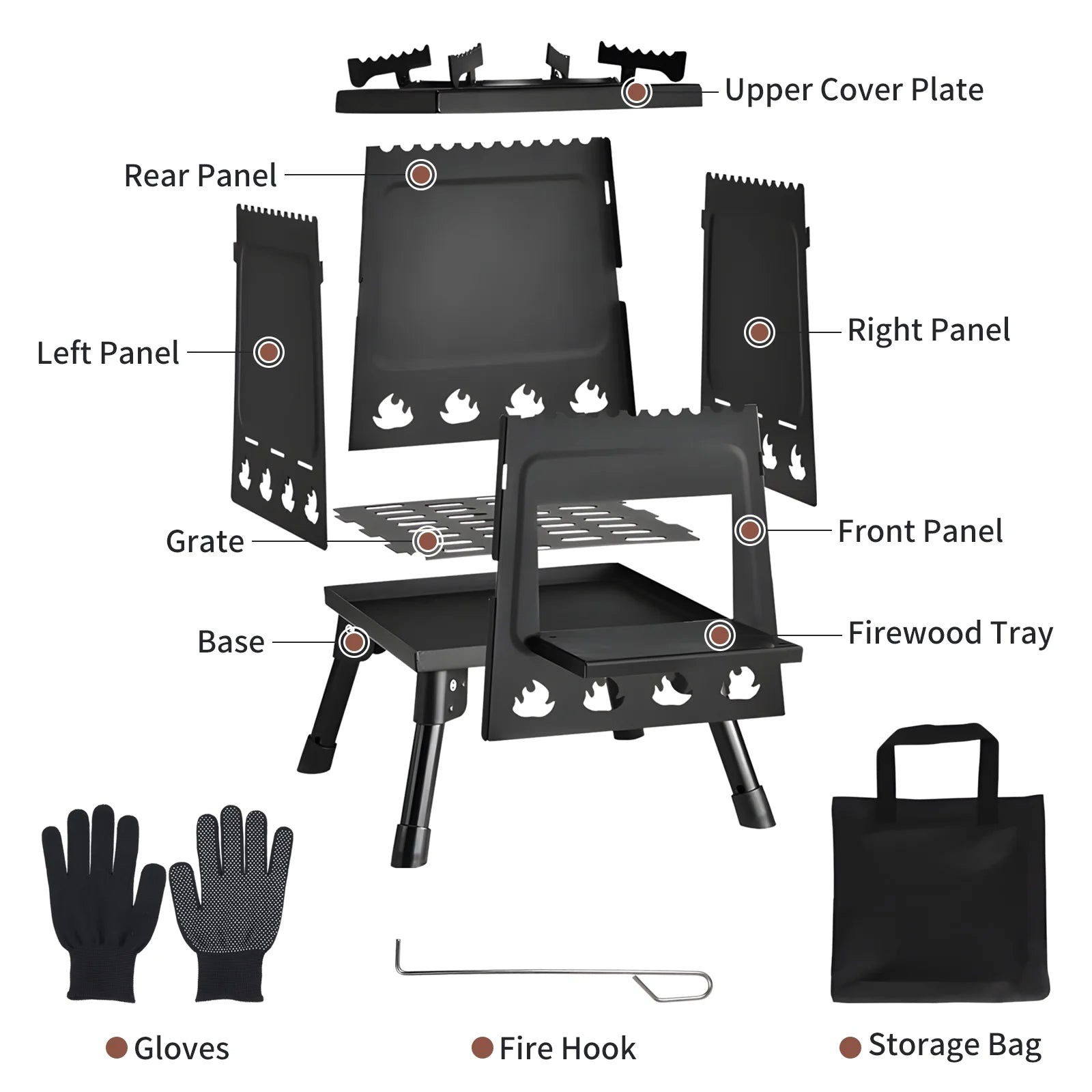 Outdoor Wood Burning Stove, Portable Camping Wood Stove for Backpacking Outdoor Cooking, Easy to Carry and Assembly