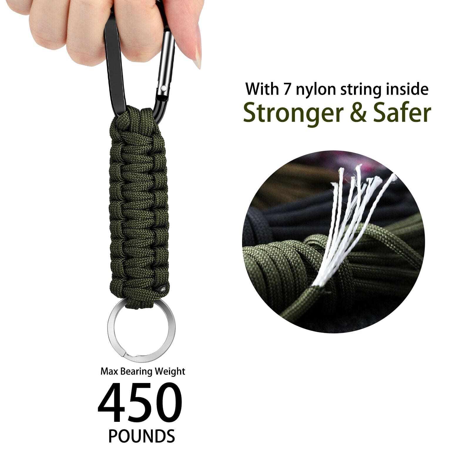 5Pcs Paracord Lanyard Keychain Keyring Cord W/Carabiner Outdoor Camping Survival